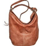 Borsa in vitello color marrone riporti in vacchetta
